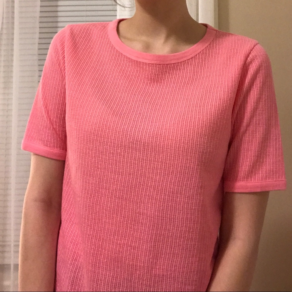 NWOT J. Crew pink waffle top - Picture 2 of 7